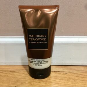 NWT Bath & Body Works Brown Mahogany Teakwood 2in1 Body Scrub & Wash